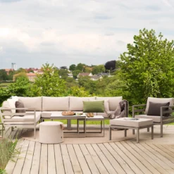 Aluminium tuin hoekbank met kussens - Brafab Weldon