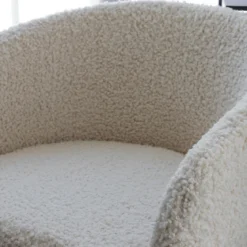 Beige teddy fauteuil zwarte poten - Lavis Fluffy