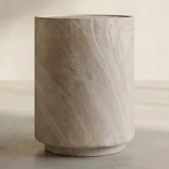 Bijzettafel beige steen rond - Bodio Sofia