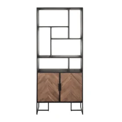 Boekenkast zwart teak met visgraat - DTP Home Criss Cross