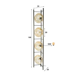 Bronze vloerlamp met rond beige glas - Santa Soll
