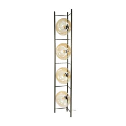 Bronze vloerlamp met rond beige glas - Santa Soll