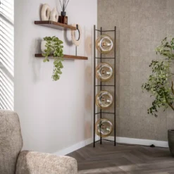 Bronze vloerlamp met rond beige glas - Santa Soll