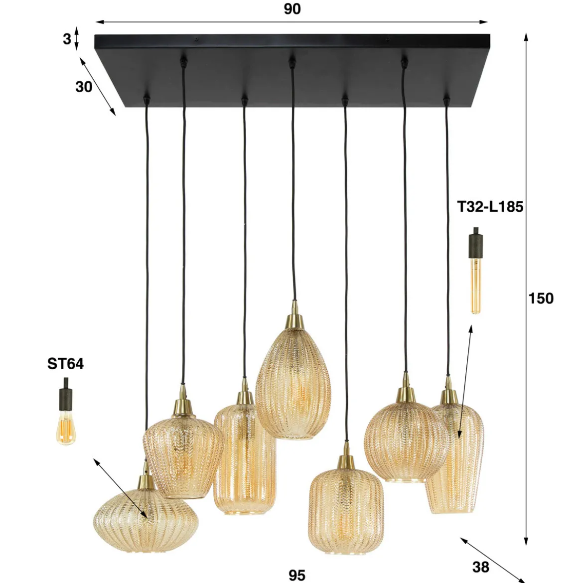 Design hanglamp 7 lichts - Santa V-Shape Pattern