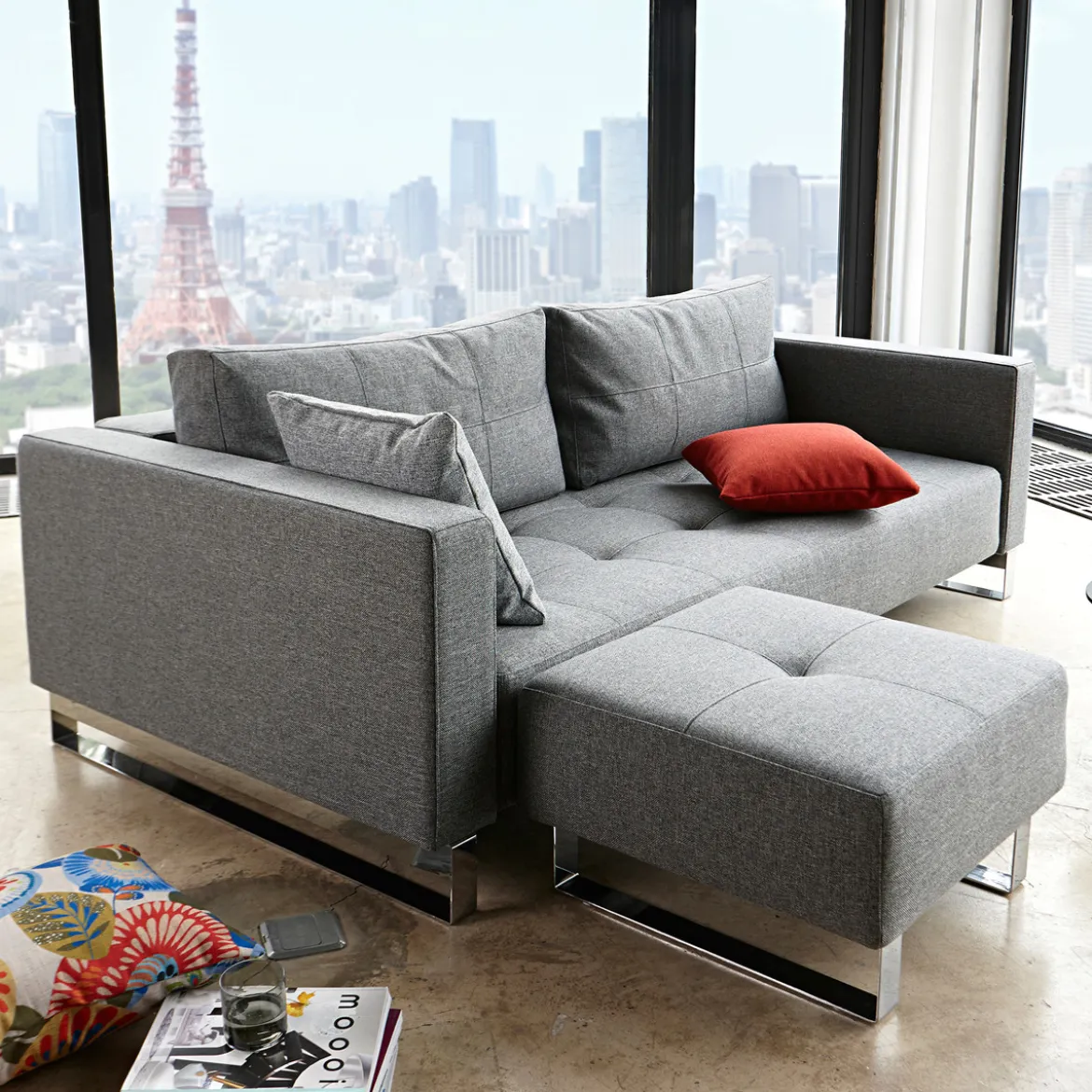 Design poef met chroom - Innovation Living Cassius/Supremax D.E.L.