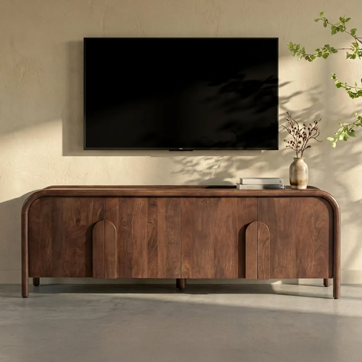 Design tv-meubel hout met ronde hoeken - Bodio Davie