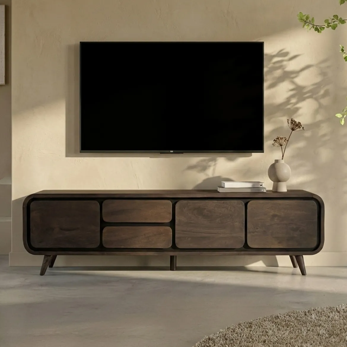 Donkerbruin tv-meubel mangohout - Bodio Lucy