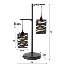 Donkergrijze tafellamp metaal - Santa Spindle