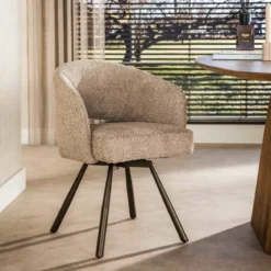 Draaibare eetkamerstoel boucle - Giani Salon Cross