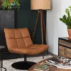 Draaifauteuil bruin leer - Dutchbone Bar Vintage