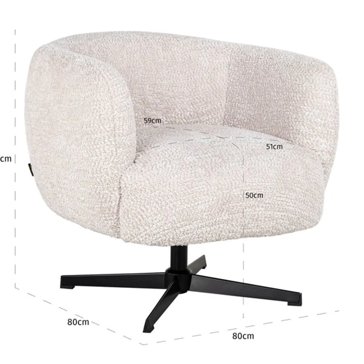 Draai fauteuil met ronde rug - Richmond Interiors Estelle