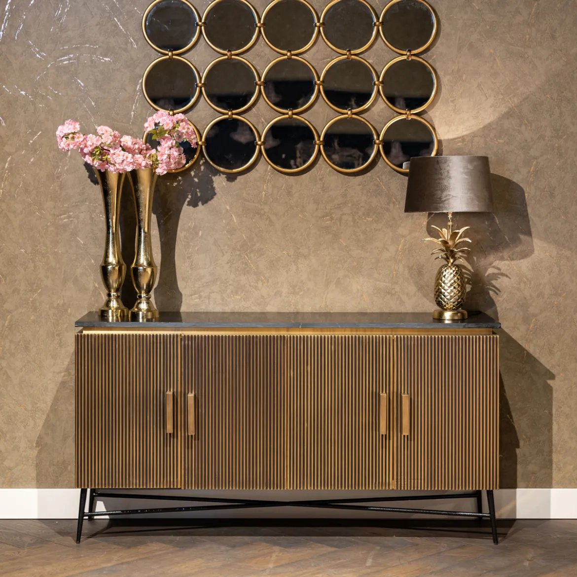 Dressoir goud met marmer - Richmond Interiors Ironville