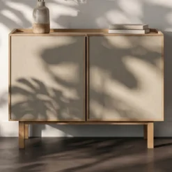 Dressoir hout met stoffen deuren - Bodio Noshi
