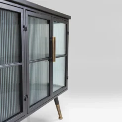 Dressoir zwart met ribbelglas - Kare Design Gomera