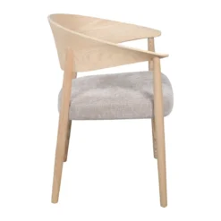 Eetkamerstoel gebogen hout met beige stof - Bodio Houston