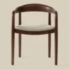 Eetkamerstoel walnoot hout met beige zitting - Bodio Sari