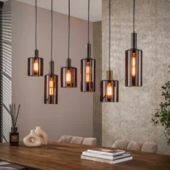 Eettafel hanglamp brons glas - Santa Sepiora