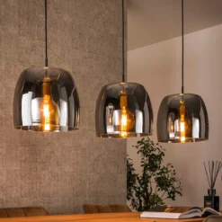Eettafel hanglamp grijs rook glas - Santa Drift Glass
