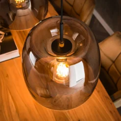 Eettafel hanglamp grijs rook glas - Santa Drift Glass
