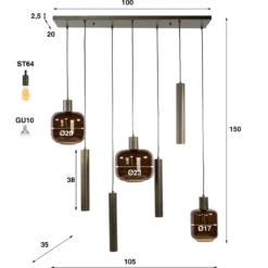 Eettafel hanglamp modern design - Santa Bronza