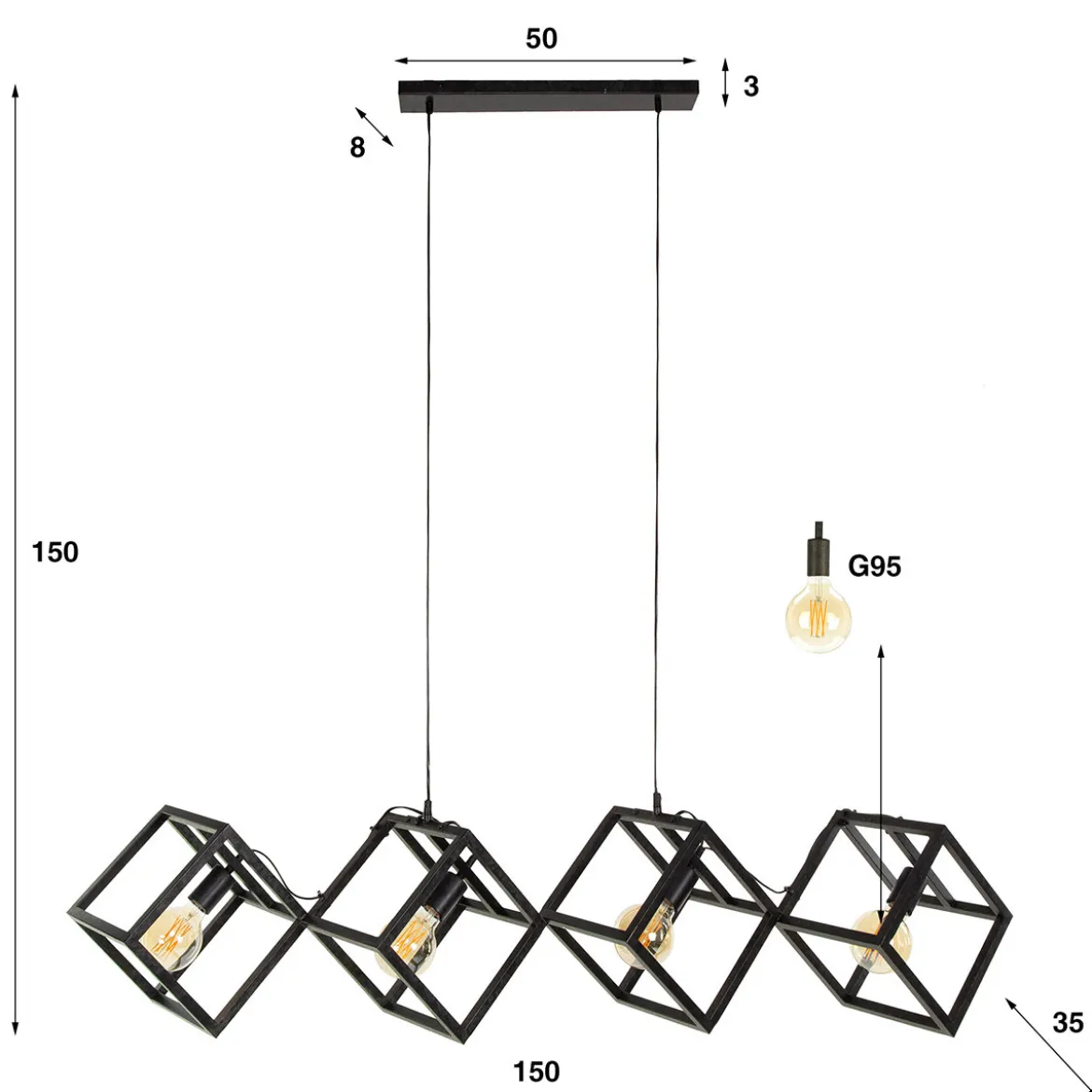 Eettafel lamp kubus metaal - Santa Kubus