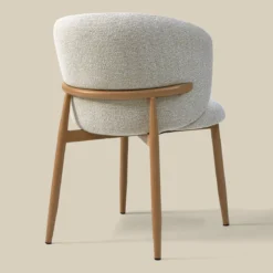 Eiken eetkamerstoel met ronde rug creme - Bodio Maeve