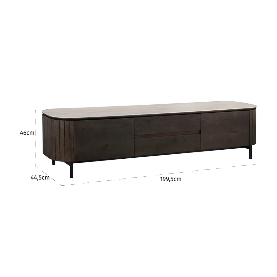 Eiken TV-meubel met travertine - Richmond Interiors Ritz
