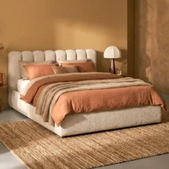 Gestoffeerd bedframe boucle beige - Bodio Amelia