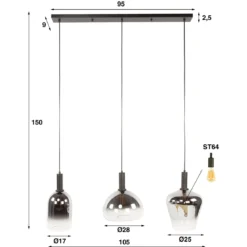 Glazen hanglamp zilver grijs - Santa Zenith