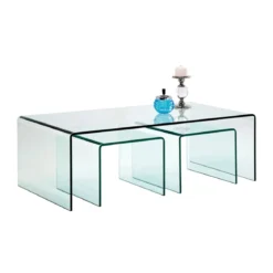 Glazen salontafel set 3-delig - Kare Design Clear Club