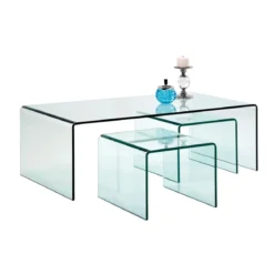Glazen salontafel set 3-delig - Kare Design Clear Club