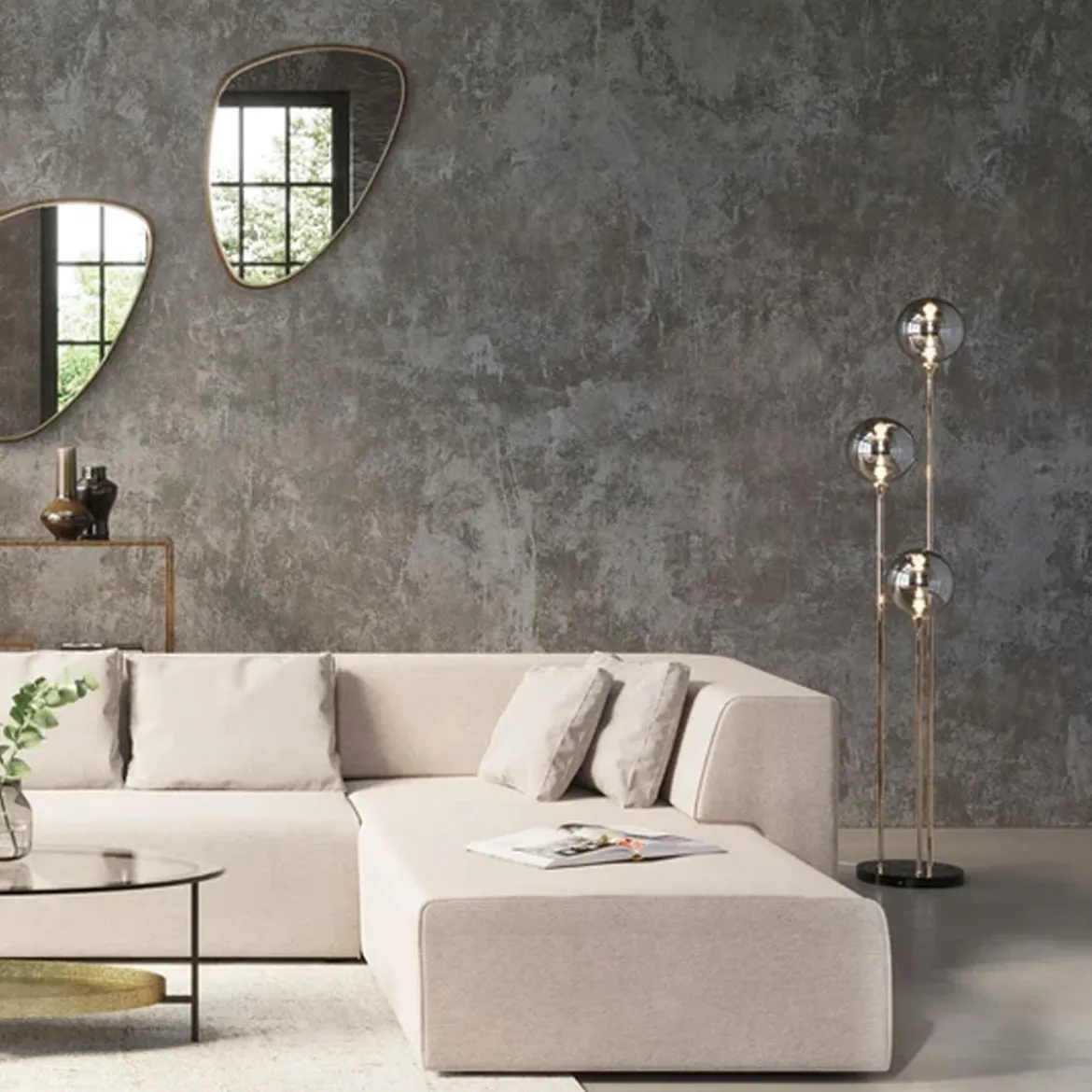 Gouden vloerlamp met glas - Kare Design Al Capone