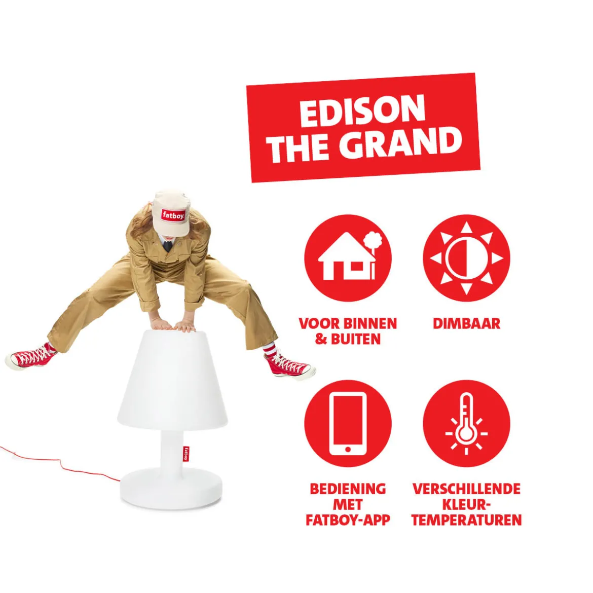 Grote buiten lamp draadloos - Fatboy Edison the Grand