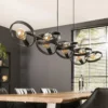Grote hanglamp metalen ringen zwart - Santa Hover 8