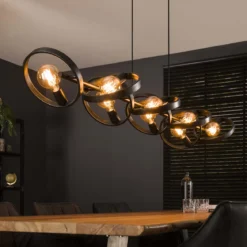 Grote hanglamp metalen ringen zwart - Santa Hover 8