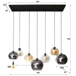 Grote hanglamp met glazen bollen - Santa Multi Globe XL