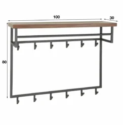 Grote kapstok met houten plank - Santa Daytona