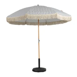 Grote parasol Ibiza stijl 256 cm grijs - Brafab Gatsby Grey Stripe