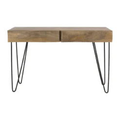 Haltafel mangohout met golvend front - Giani Ocean
