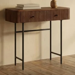 Haltafel ribbel hout 80 cm - Bodio Mirah