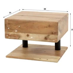 Hangend nachtkastje acacia hout - Giani Shelve