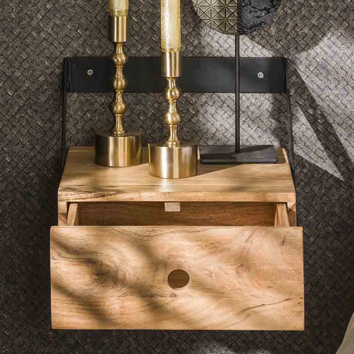 Hangend nachtkastje hout en metaal (set van 2) - Giani Strip XS (set van 2)
