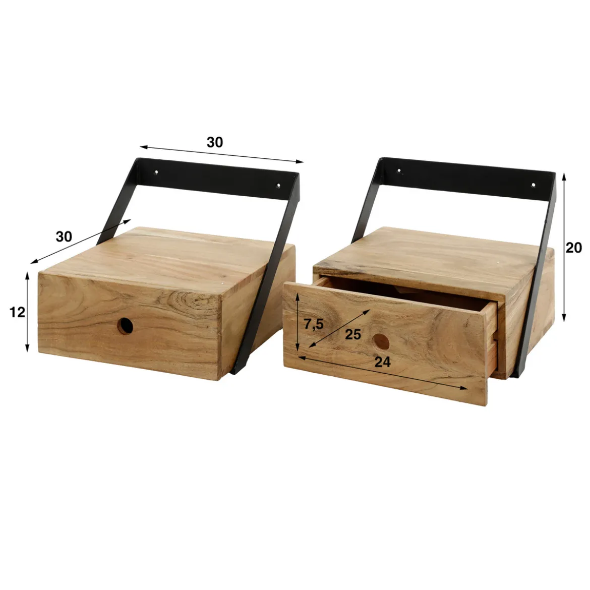 Hangend nachtkastje hout en metaal (set van 2) - Giani Strip XS (set van 2)