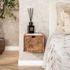 Hangend nachtkastje hout met grote lade - Giani Block