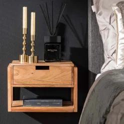 Hangend nachtkastje met lade acacia hout - Giani Gabi