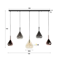 Hanglamp met druppelvormige glazen - Santa Wings