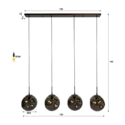 Hanglamp met 4 glazen bollen bruin - Santa Stellar