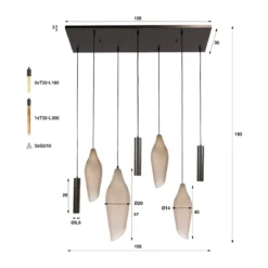 Hanglamp met organische glazen kappen - Santa Cocoon