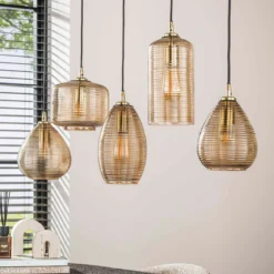 Hanglamp smoked bruin glas - Santa Stripe