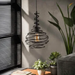Hanglamp zwart staaldraad - Santa Spinn